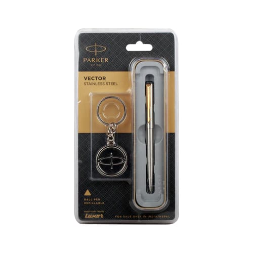 PARKER VECTOR STAINLESS STEEL GOLD PLATED CLIP BALL PEN