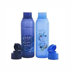 Tupperware Cool n Chic Plastic Bottle, 750ml, Set of 2, Blue For Back To School Student