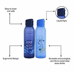 Tupperware Cool n Chic Plastic Bottle, 750ml, Set of 2, Blue For Back To School Student