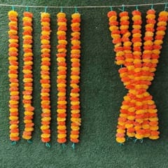 cThemeHouseParty 24 Pcs Artificial Marigold Fluffy Flowers Garlands Orange and yellow for Decoration Artificial genda phool Flower line for Decoration Home Decor, Decor,Flower Decoration line