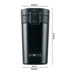 Borosil Coffeemate Insulated Mug, Vacuum Insulated Travel Coffee Mug with Lid, 8 Hours Hot and 14 Hours Cold, 300 ml (Stainless Steel)
