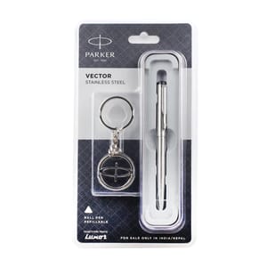 PARKER VECTOR STAINLESS STEEL BALL PEN WITH STAINLESS STEEL CLIP