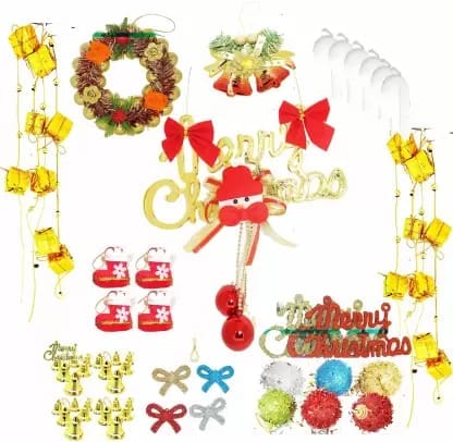 CHRISMAS-19 Hanging Ornaments Pack of 65