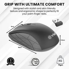 EVM-WM009 High-Precision Black Wireless Optical Mouse crafted to bring its unique style to your work and perfectly fits in the palm of the hand for enhanced comfort