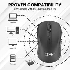 EVM-WM009 High-Precision Black Wireless Optical Mouse crafted to bring its unique style to your work and perfectly fits in the palm of the hand for enhanced comfort