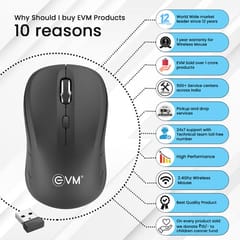 EVM-WM009 High-Precision Black Wireless Optical Mouse crafted to bring its unique style to your work and perfectly fits in the palm of the hand for enhanced comfort