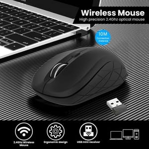 EVM-WM009 High-Precision Black Wireless Optical Mouse crafted to bring its unique style to your work and perfectly fits in the palm of the hand for enhanced comfort
