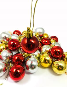 Small 36 Pcs Golden, Red and Silver Colour Small Balls for Christmas Tree Decoration Hanging Ornaments  By cThemeHouseParty