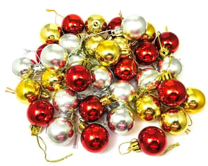 Small 36 Pcs Golden, Red and Silver Colour Small Balls for Christmas Tree Decoration Hanging Ornaments  By cThemeHouseParty