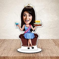 Caricature Personalized Gifts for birthday girl queen happy birthday caricature Wooden Cutout Photo frame  Multicolour