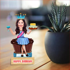 Caricature Personalized Gifts for birthday girl queen happy birthday caricature Wooden Cutout Photo frame  Multicolour