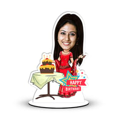 Caricature Personalized Gifts for birthday girl queen happy birthday caricature Wooden Cutout Photo frame  Multicolour