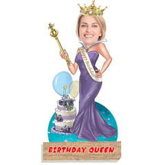 Caricature Personalized Gifts for birthday girl queen happy birthday caricature Wooden Cutout Photo frame  Multicolour