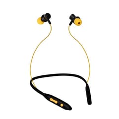 Yellow Black Aroma Happy Wireless Bluetooth Neckband with lightweight design and comfortable earbuds also perfect for workouts, runs, or other outdoor activities