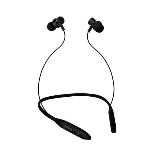 Black Aroma Happy Wireless Bluetooth Neckband with lightweight design and comfortable earbuds also perfect for workouts, runs, or other outdoor activities