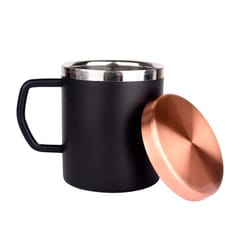 Stainless steel Single wall 90ml Sturdy Black Cup with Lid Perfect for travellers, students, Gifting's & more