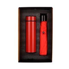 Drizzling 2 in 1 Red combo gift set contains a temperature bottle & umbrella Perfect Gift for your prestigious clients, prospects & employees