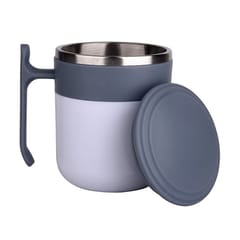 Stylish Grey and White Single wall Stainless Steel 350ml Coffee Mug Ideal to store hot and cold drinks at the same temperature for a longer duration
