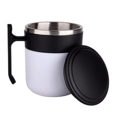 Stylish Black and White  Single wall Stainless Steel 350ml Coffee Mug Ideal to store hot and cold drinks at the same temperature for a longer duration