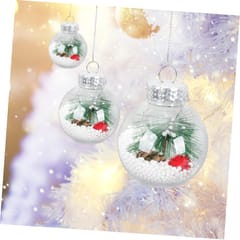 Clear Christmas Ornaments Balls 2.36"/60mm Transparent Fillable Plastic Ball Hanging Decorations Bulbs DIY Removable Bauble Crafts for XmasParty