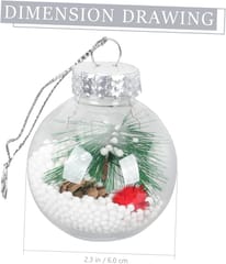 Clear Christmas Ornaments Balls 2.36"/60mm Transparent Fillable Plastic Ball Hanging Decorations Bulbs DIY Removable Bauble Crafts for XmasParty