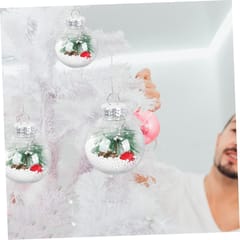 Clear Christmas Ornaments Balls 2.36"/60mm Transparent Fillable Plastic Ball Hanging Decorations Bulbs DIY Removable Bauble Crafts for XmasParty