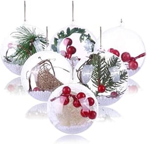 6 Pcs PCS 6CM Clear Ornaments Balls, Christmas DIY Fillable Ball Transparent Ball Baubles Crafts for Party Favor Wedding Birthday Home Decor  By cThemeHouseParty