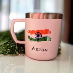 Personalized Combo Gift Set  For Independence Day , Persoanlized Double Wall Steel Mug And Pen With Your Print And Name