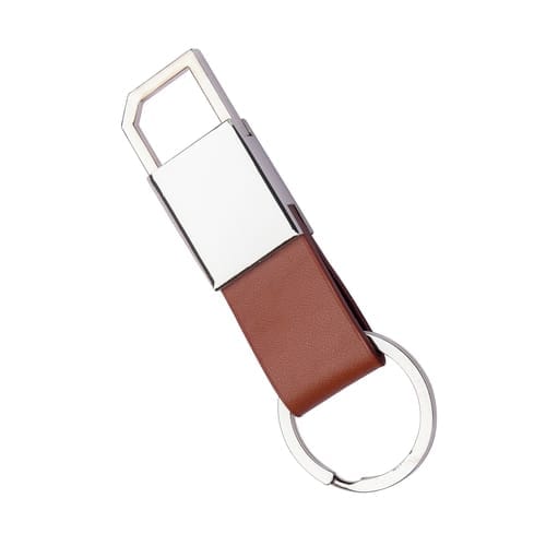 Brown Leather Strap Metal 600-Keychain perfectly work as a promotional gift in Corporate events, trade fairs, product launches