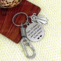 Father's Day Gift Customized Keychain Black Laser Engraved Gift for Father Day Birthday Graduation Christmas Friendship Day from Dad Encouragement Inspirational Unique Gift (35 MM Round)