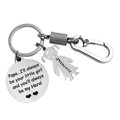 Father's Day Gift Customized Keychain Black Laser Engraved Gift for Father Day Birthday Graduation Christmas Friendship Day from Dad Encouragement Inspirational Unique Gift (35 MM Round)