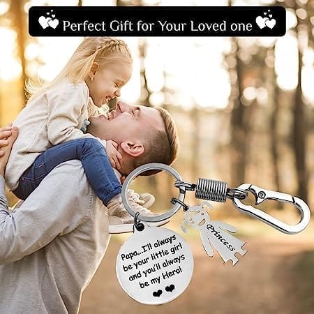 Father's Day Gift Customized Keychain Black Laser Engraved Gift for Father Day Birthday Graduation Christmas Friendship Day from Dad Encouragement Inspirational Unique Gift (35 MM Round)