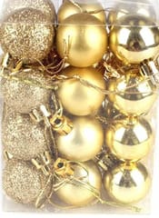 24 Pcs Christmas Balls Ornaments Shatterproof Gold Xmas Trees Parties Decorations Balls for Party Decoration,with Hanging Hole (Golden 4 Cm) By cThemeHouseParty