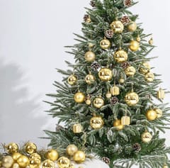 24 Pcs Christmas Balls Ornaments Shatterproof Gold Xmas Trees Parties Decorations Balls for Party Decoration,with Hanging Hole (Golden 4 Cm) By cThemeHouseParty