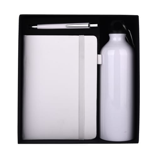 Triumph 3 in 1 White Combo Gift Set contains a bottle, pen, and diary Perfect for corporate gift