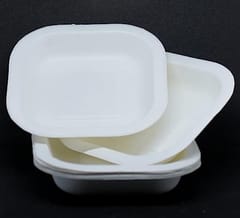 Natural Disposable and compostable 100% eco-Friendly Sugarcane Bagasse Pulp 6" Square Party Plates (100)