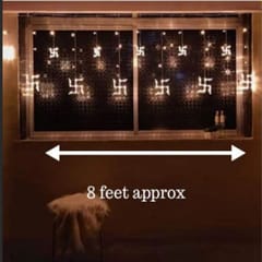 cThemeHouseParty 10 Swastik String 5+5 (Small + Big) LED Lights, Curtain String Lights for Bedroom with 8 Lighting Modes