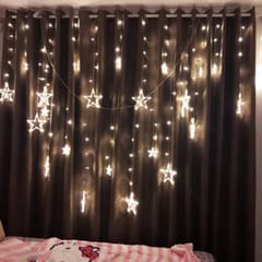 cThemeHouseParty 1 Piece Acrylic Fairy Star Curtain LED Light - Perfect for Home, Festivals, Events, Balconies, Birthday, Gardens, lndoors, Diwali Decor,Festival(Yellow)(6.6 feet X 3.3 feet)