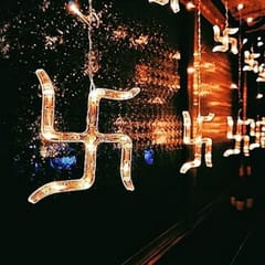 cThemeHouseParty 10 Swastik String 5+5 (Small + Big) LED Lights, Curtain String Lights for Bedroom with 8 Lighting Modes