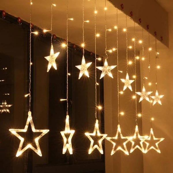 cThemeHouseParty 1 Piece Acrylic Fairy Star Curtain LED Light - Perfect for Home, Festivals, Events, Balconies, Birthday, Gardens, lndoors, Diwali Decor,Festival(Yellow)(6.6 feet X 3.3 feet)