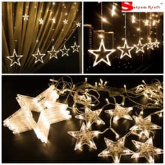 cThemeHouseParty 1 Piece Acrylic Fairy Star Curtain LED Light - Perfect for Home, Festivals, Events, Balconies, Birthday, Gardens, lndoors, Diwali Decor,Festival(Yellow)(6.6 feet X 3.3 feet)