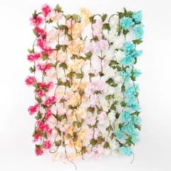 cThemeHouseParty Artificial Cherry Blossom Rattan Flowers(White) Wall Hanging Decorative Vine String Lines Items for Diwali Decoration, Backdrop for Pooja Room, Home Decor (230 cm)