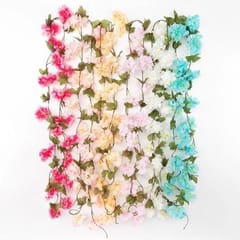 cThemeHouseParty Artificial Cherry Blossom Rattan Flowers(Sky Blue) Wall Hanging Decorative Vine String Lines Items for Diwali Decoration, Backdrop for Pooja Room, Home Decor (230 cm)