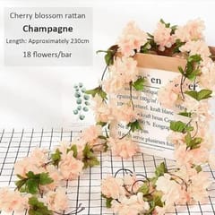 cThemeHouseParty Artificial Cherry Blossom Rattan Flowers(Peach) Wall Hanging Decorative Vine String Lines Items for Diwali Decoration, Backdrop for Pooja Room, Home Decor (230 cm)