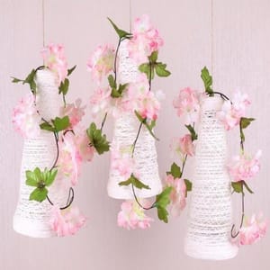 cThemeHouseParty Artificial Cherry Blossom Rattan Flowers(Baby Pink) Wall Hanging Decorative Vine String Lines Items for Diwali Decoration, Backdrop for Pooja Room, Home Decor (230 cm)