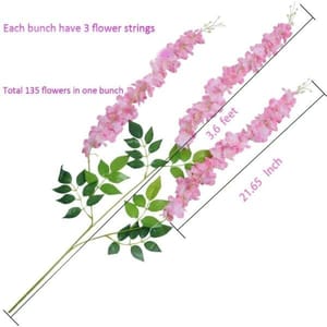 cThemeHouseParty 12 Pcs Wisteria Artificial Flower for Home Decoration and Craft(Pack of 12, Light Pink)
