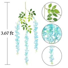 cThemeHouseParty 12 Pcs Wisteria Artificial Flower for Home Decoration and Craft (Pack of 12, Sky)