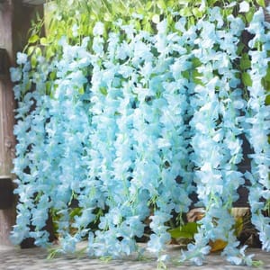 cThemeHouseParty 12 Pcs Wisteria Artificial Flower for Home Decoration and Craft (Pack of 12, Sky)