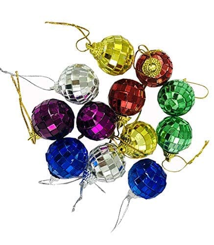 12 Pcs Small Balls Multicolour Mirror Look Christmas X-Mass Tree Decoration Hangings Ornaments Balls  By cThemeHouseParty