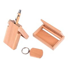 Premium 3 in 1 Wooden Gift Set include pen, keychain & a wooden cardholder Perfectly finished Wooden Pen holder with an in-built watch, 1 compartment for keeping pen Perfect for corporate gift